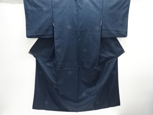 JAPANESE KIMONO / ANTIQUE KIMONO / SILK / TSUMUGI / WOVEN ABSTRACT PATTERN